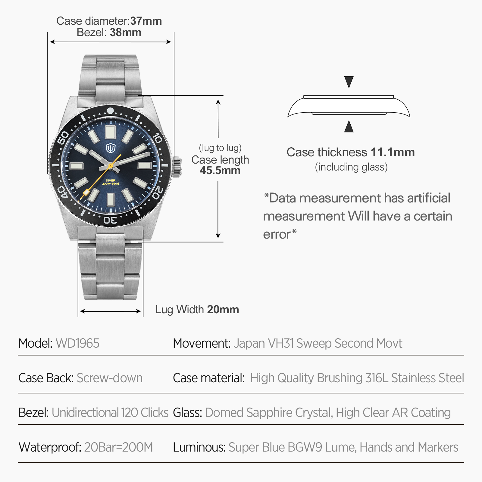Relógio Masculino Watchdives 3 - Luxury Watch Hand avaliação e preço